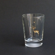 Gazelle, Glasgravur vergoldet auf sympatischem kleinen Glas